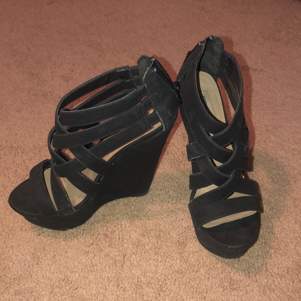 Steve Madden black wedges.